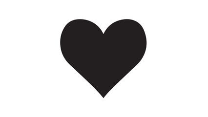 Black heart icon on white background, simple vector symbol suitable for UI design and graphic resources.