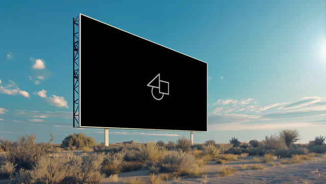 Desert Sky Billboard Mockup 4 &ndash; Outdoor Advertising Display in Dramatic Landscape, Large Roadside Poster Showcase, Cinematic Branding Presentation Template