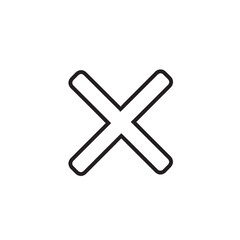 Obraz premium Minimal black X cross icon on white background suitable for close action.