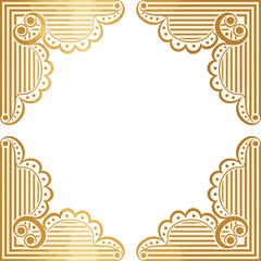 Elegant decorative corner frame with gold and white ornamentation