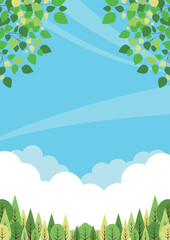 森林背景、縦、かわいい、イラスト、シンプル
