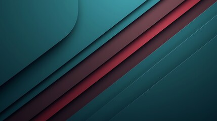 Obraz premium Modern abstract design with layered teal and red stripes