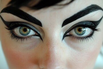 Fototapeta premium Dramatic Eyes: Bold Black Eyeliner and Brows for Statement Makeup Look