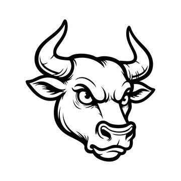 Dibujo sencillo con l&iacute;neas de la cabeza de un toro enojado