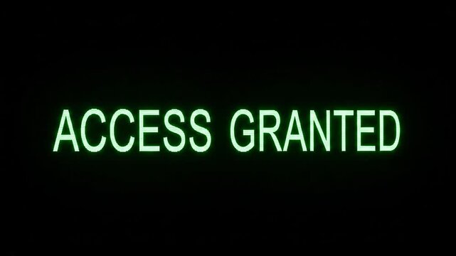 Access Granted Neon Sign on Black Background.