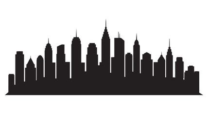 Obraz premium City Skyline Silhouette Modern Black Skyscrapers Dark Urban Landscape on White Background for Business