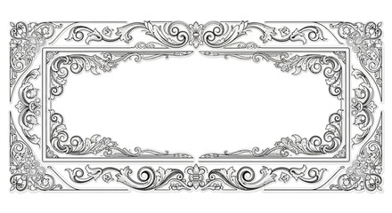 Ornate decorative border with scrollwork and floral elements, vintage design, elegant framing for text or photos, classic embellishment