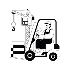 Forklift Truck With Driver vector illustration Eps 10 File       