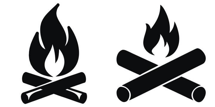 campfire silhouette vector illustration, campfire silhouette, campfire icons
