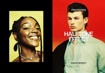 Halftone Magazine Poster Photo Effect Mockup