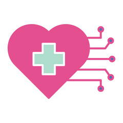 Obraz premium Healthcare and Medical Flat Icon Set in Pastel Colors, Health Protection and Medical Services Icon Set