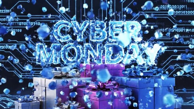 Cyber Monday explosion of glowing digital gifts