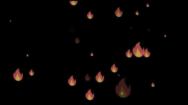 Abstract Fiery Particles in Motion on Black background 