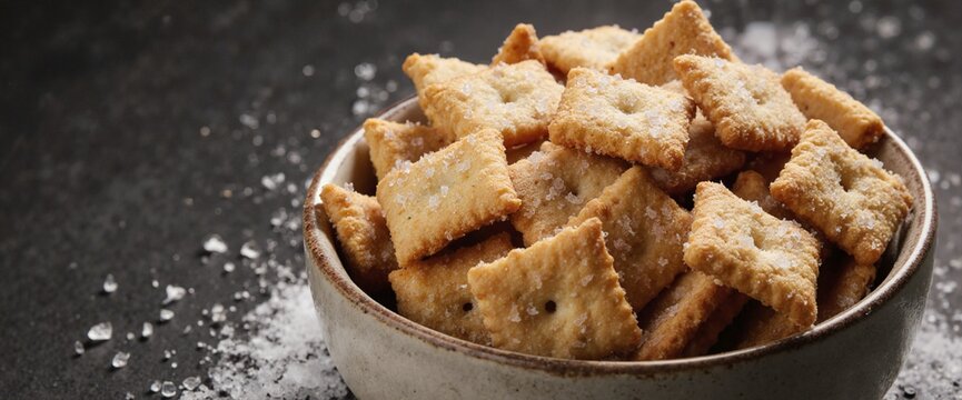 Crispy salt crackers in a bowl