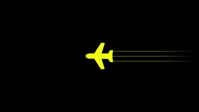 Glowing Simple plane icon, flay icon animation concept, simple flat plane animation. Airplane line path animation, Travel on airplane location map