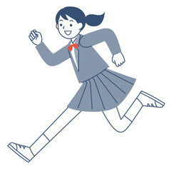 走る笑顔の女子学生
