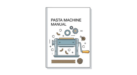 Fototapeta premium Pasta Machine Manual Cover Illustration Featuring Kitchen Utensils and Ingredients