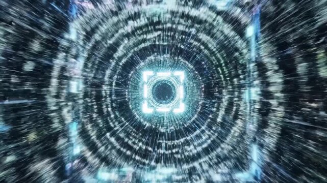 Digital Tunnel with Binary Code Flow