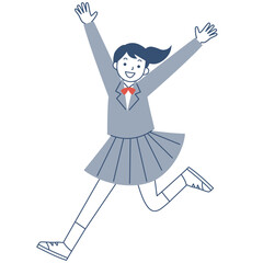 走る笑顔の女子学生