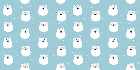 Minimal Cute Bear Seamless Pattern on Light Blue Background