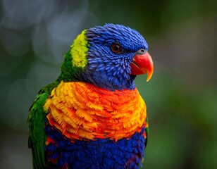 Naklejka premium Vibrant Rainbow Lorikeet Portrait - A Colorful Australian Parrot.