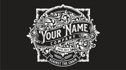 Obraz premium Vintage Company Logo with Ornate Flourishes and Banner.