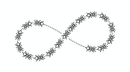 Obraz premium Ants forming an infinity symbol symbolizing endlessness and teamwork.