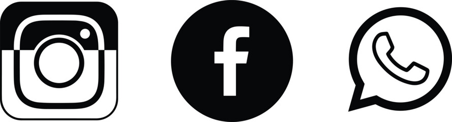 Obraz premium Popular Social Media App Icons Instagram Facebook Whats App on White Background Keywords: social media, app, icon, instagram