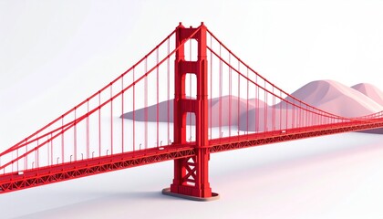 Fototapeta premium Golden Gate Bridge Model on White Background - A Detailed View.