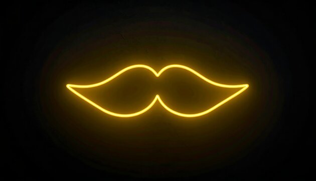 A softly glowing, stylized mustache is depicted against a black background using light or a neon effect