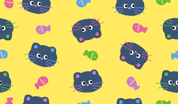 Cute cats pattern background vector design