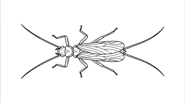 Detailed black and white illustration of a stonefly insect.