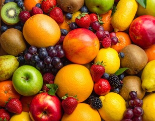 Vibrant and Colorful Assortment of Fresh Fruits, a Delicious and Healthy Mix.