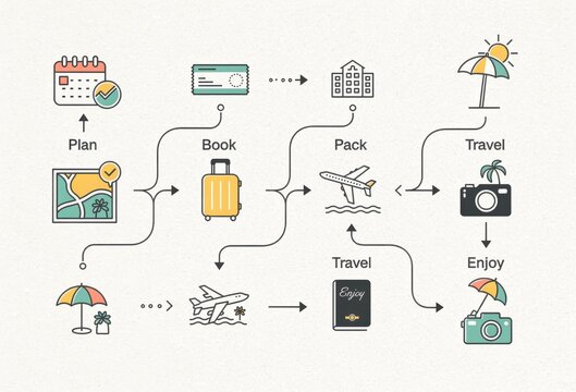 Navigating the Travel Process from Planning to Enjoyment Through Booking Packing Air Travel and Capturing Memories with Enthusiasm and Delight