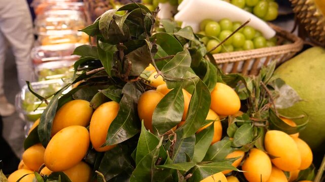Marian plums, durians and grapes 