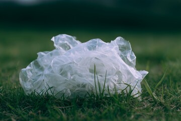 Plastic Waste on Grass, Environmental Pollution Concept