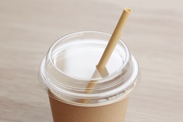 Disposable Cup with Paper Straw and Plastic Lid, Sustainability Issue