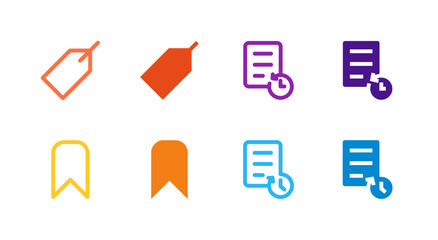 Fototapeta premium Flat Colored Scan Bookmark History Recent Icon Set for Utility Interface