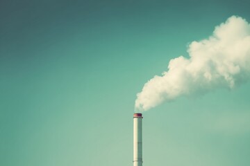 Factory Chimney Emitting Green Smoke, Air Pollution Concept