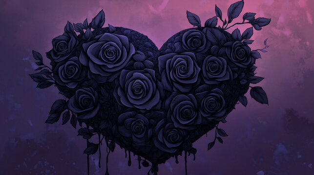 gotyckie serce z r&oacute;ży