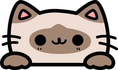 Fototapeta premium Cute cartoon siamese cat peeking illustration for kids