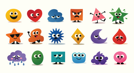 Naklejka premium Cute Colorful Monster Character Set with Funny Cartoon Creatures and Playful Expressions