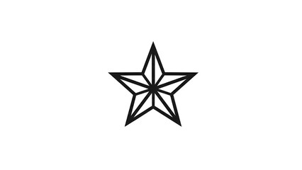 Obraz premium A simple and clean black and white five-pointed star icon with beveled line art for a dimensional effect. Classic and modern geometric symbol.