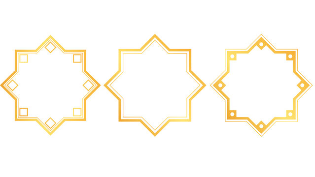 geometric gold octagonal frame borders set