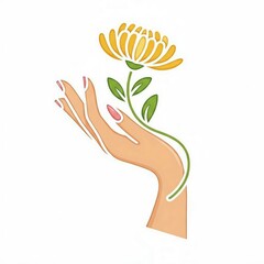 female hand with flower illustration 