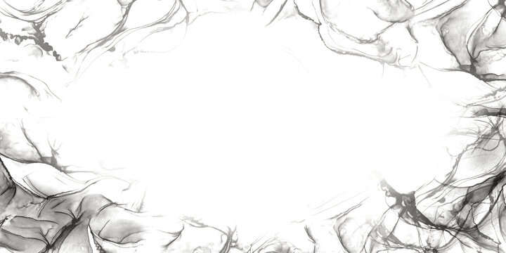 Smoky abstract frame of dynamic passionate black color in liquid acrylic technique,blown with a hair dryer.As a symbol of contemporary art.Illustration on transparent background