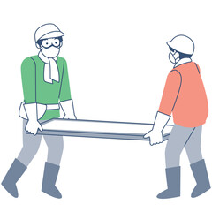 畳を運ぶ災害ボランティア