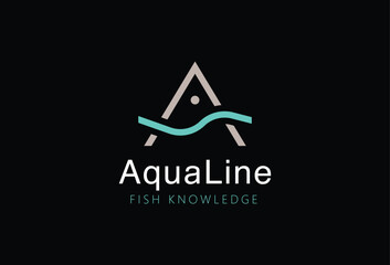 A letter mark fish logo icon line art fish logo icon symbol minimal A letter mark fish icon logo design Vector Icon Graphic illustration minimalist letter mark logo 
