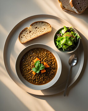 lentil soup with beans and vegetables