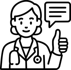 Doctor Consultation Medical Advice Line Icon &ndash; Healthcare Professional with Speech Bubble and Thumbs Up Vector